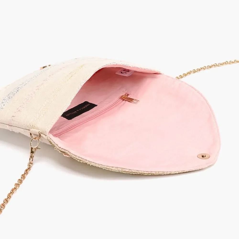 NWT AMERICA & BEYOND Rose Gold Envelope Clutch Crossbody Bag Beaded Boho